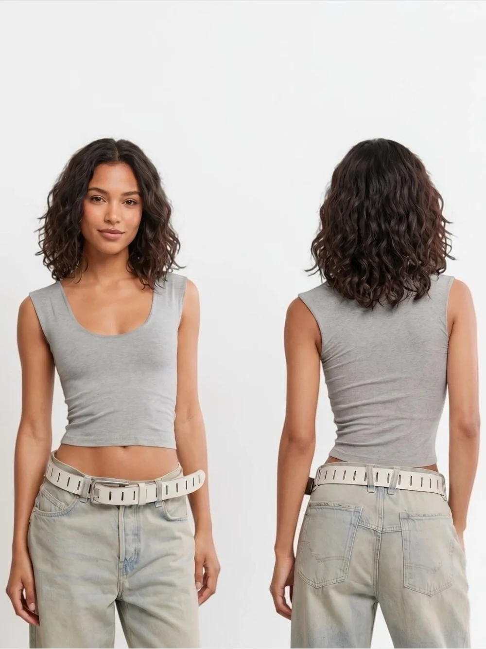 Free People Clean Lines Muscle Cami NWT Heather Grey Seamless